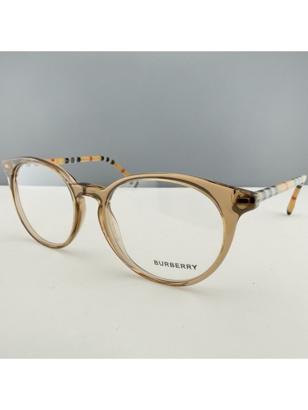 Burberry B2318 3856 Italy Beige Clear Plaid Eyeglasses Frame 51-18-140 L31
